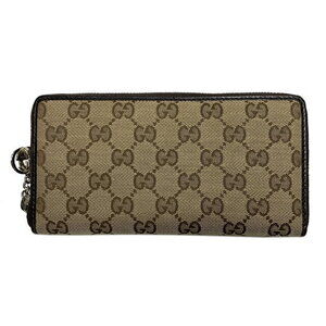 Gucci Round Long Wallet GG Canvas Leather Brown Beige